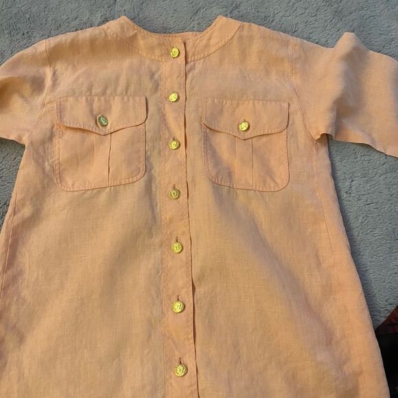 Yves Saint Laurent 100% linen peach colour buttoned blouse, size 40(M) - Picture 8 of 9